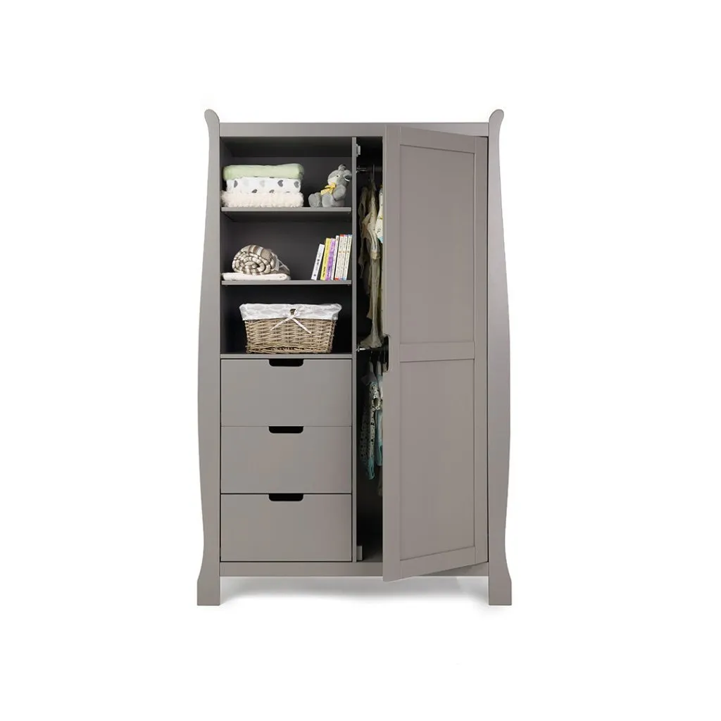 OBABY Stamford Sleigh Double Wardrobe - Taupe Grey