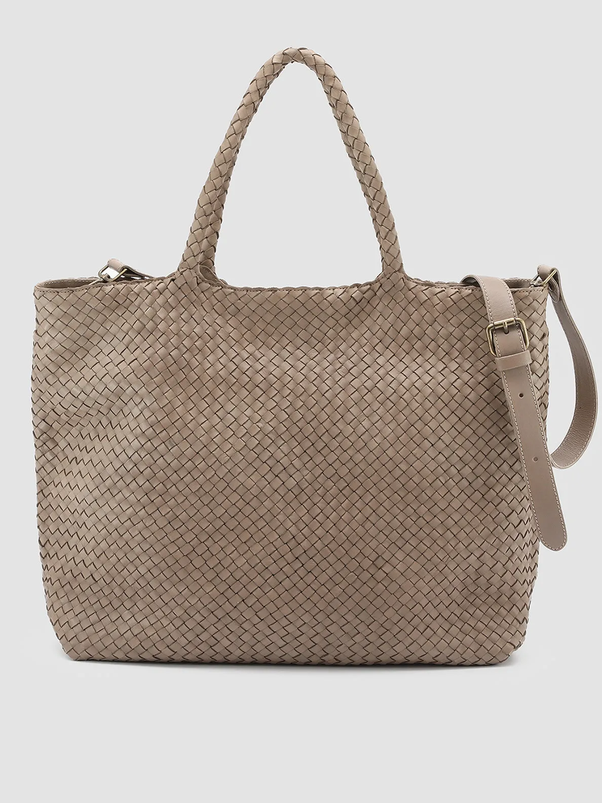 OC CLASS 35 Woven - Taupe Leather Tote Bag