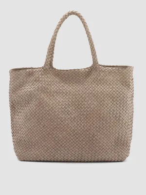 OC CLASS 35 Woven - Taupe Leather Tote Bag