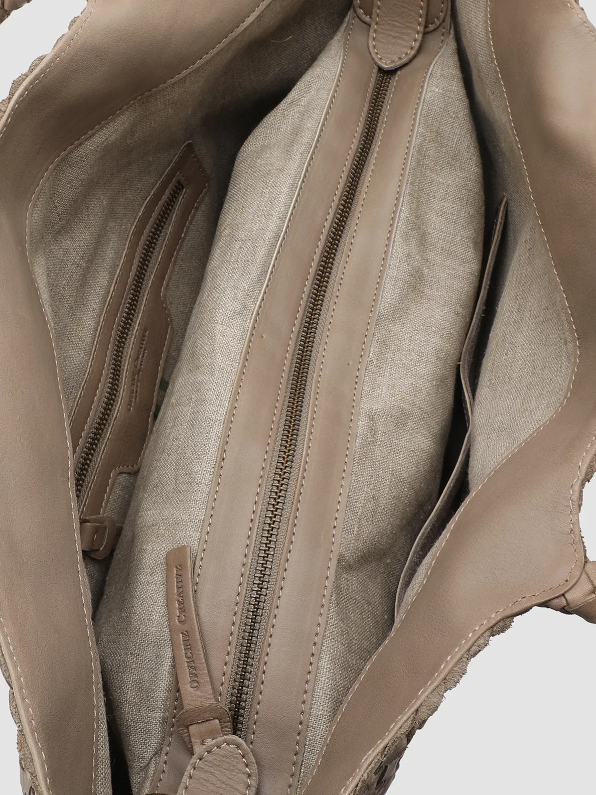 OC CLASS 35 Woven - Taupe Leather Tote Bag