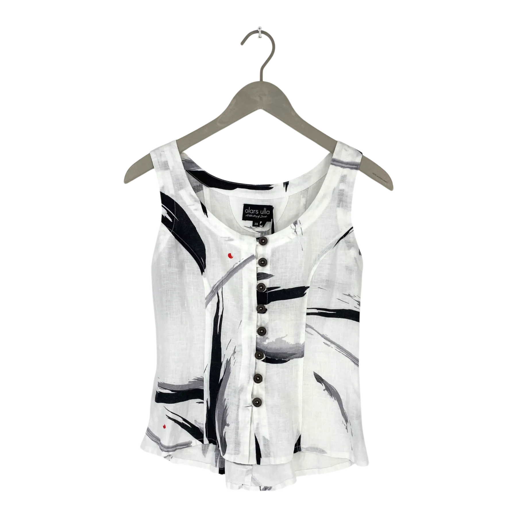 Olars Ulla loppan linen top, black/white | woman XS