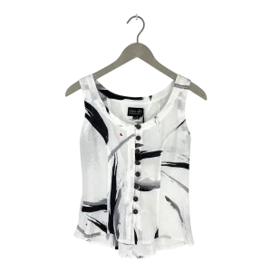 Olars Ulla loppan linen top, black/white | woman XS