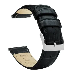 Omega Moonswatch Black Alligator Grain Leather Watch Band