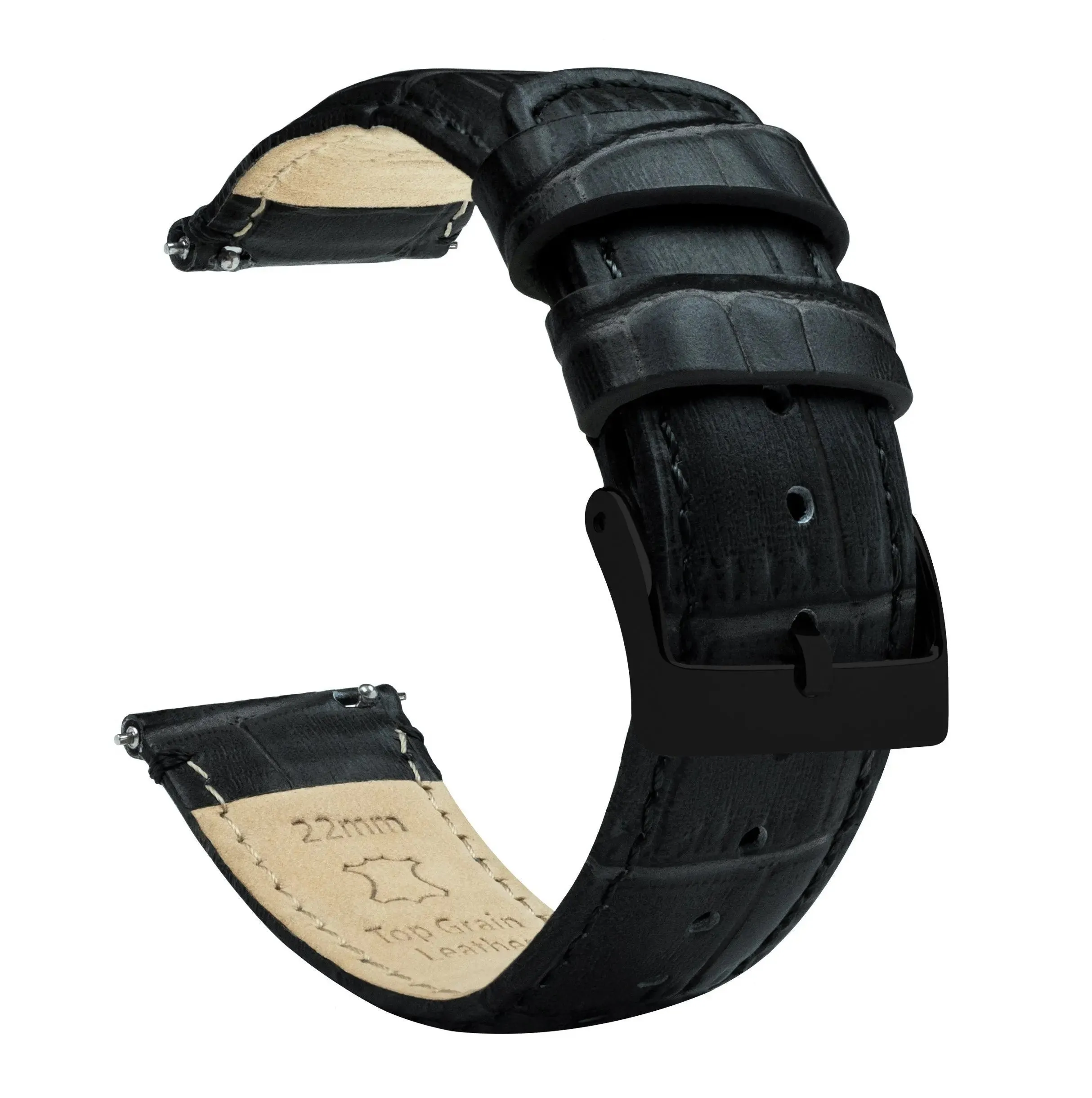 Omega Moonswatch Black Alligator Grain Leather Watch Band