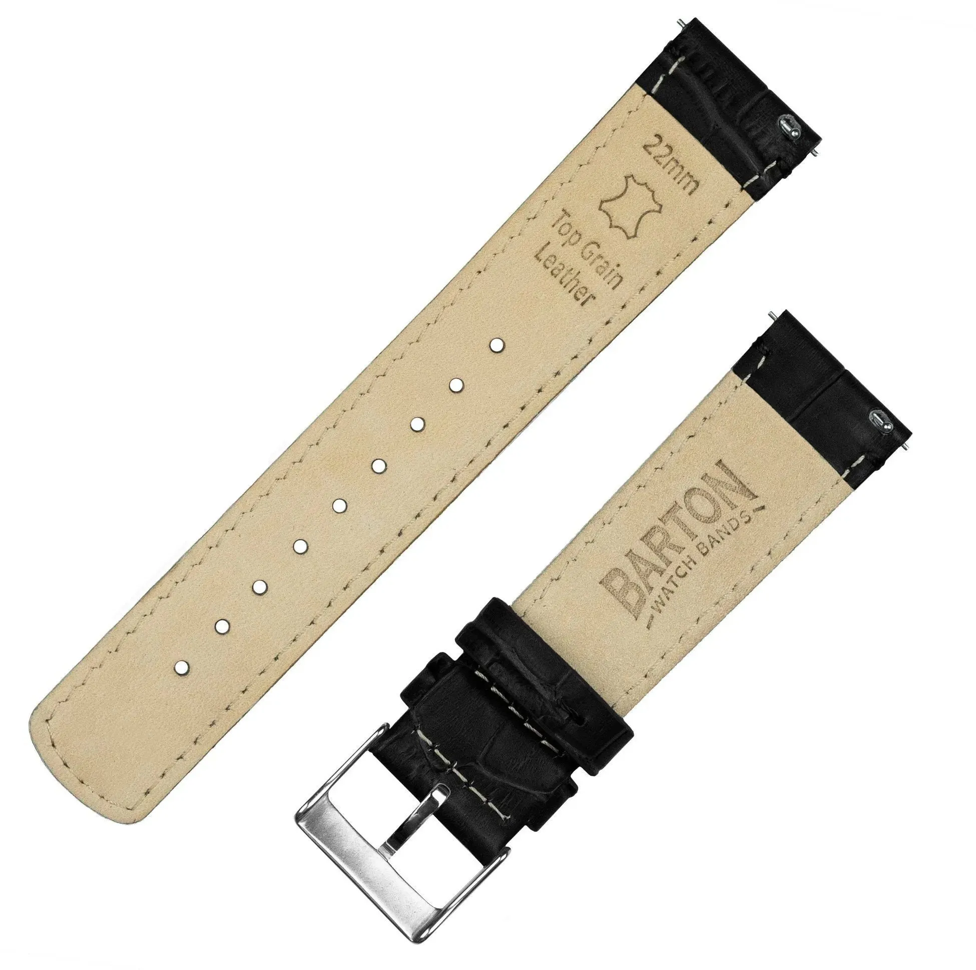 Omega Moonswatch Black Alligator Grain Leather Watch Band
