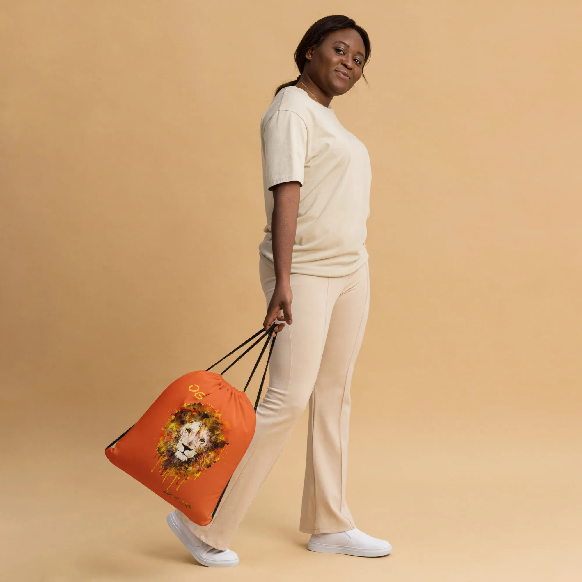Orange Drawstring Bag