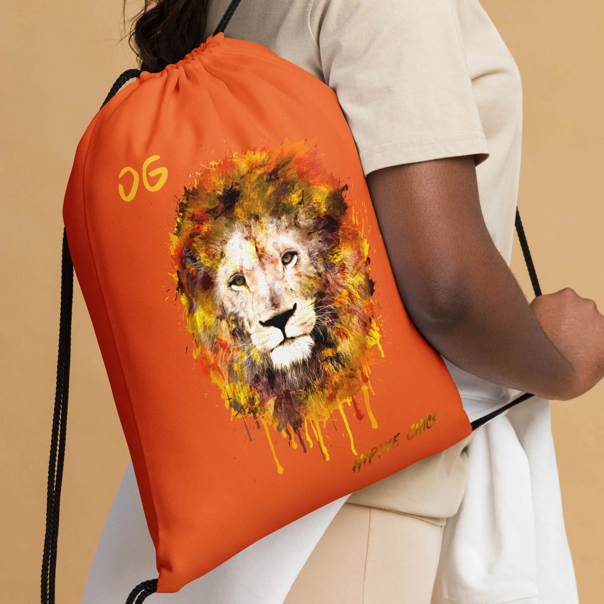 Orange Drawstring Bag
