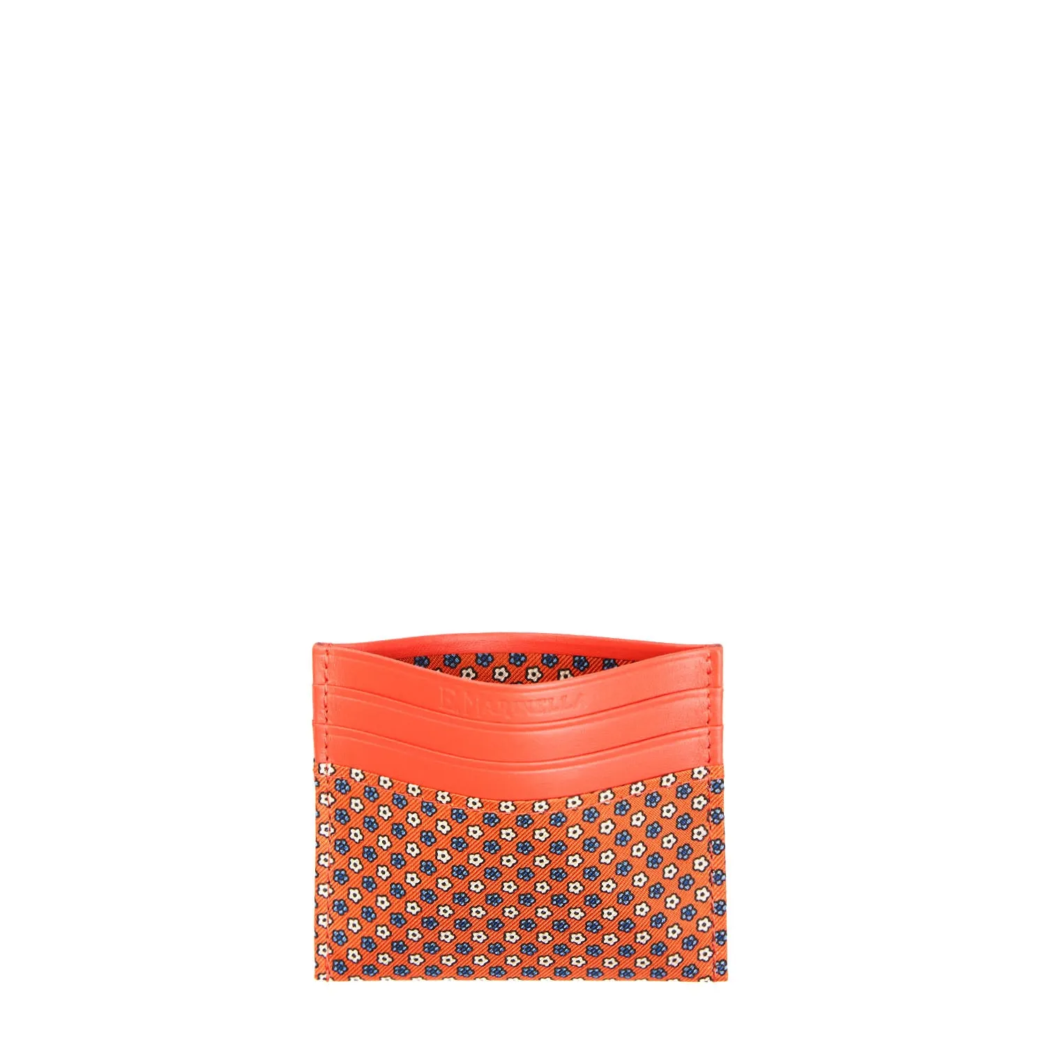 ORANGE LEATHER AND SILK CREDIT CARD HOLDER