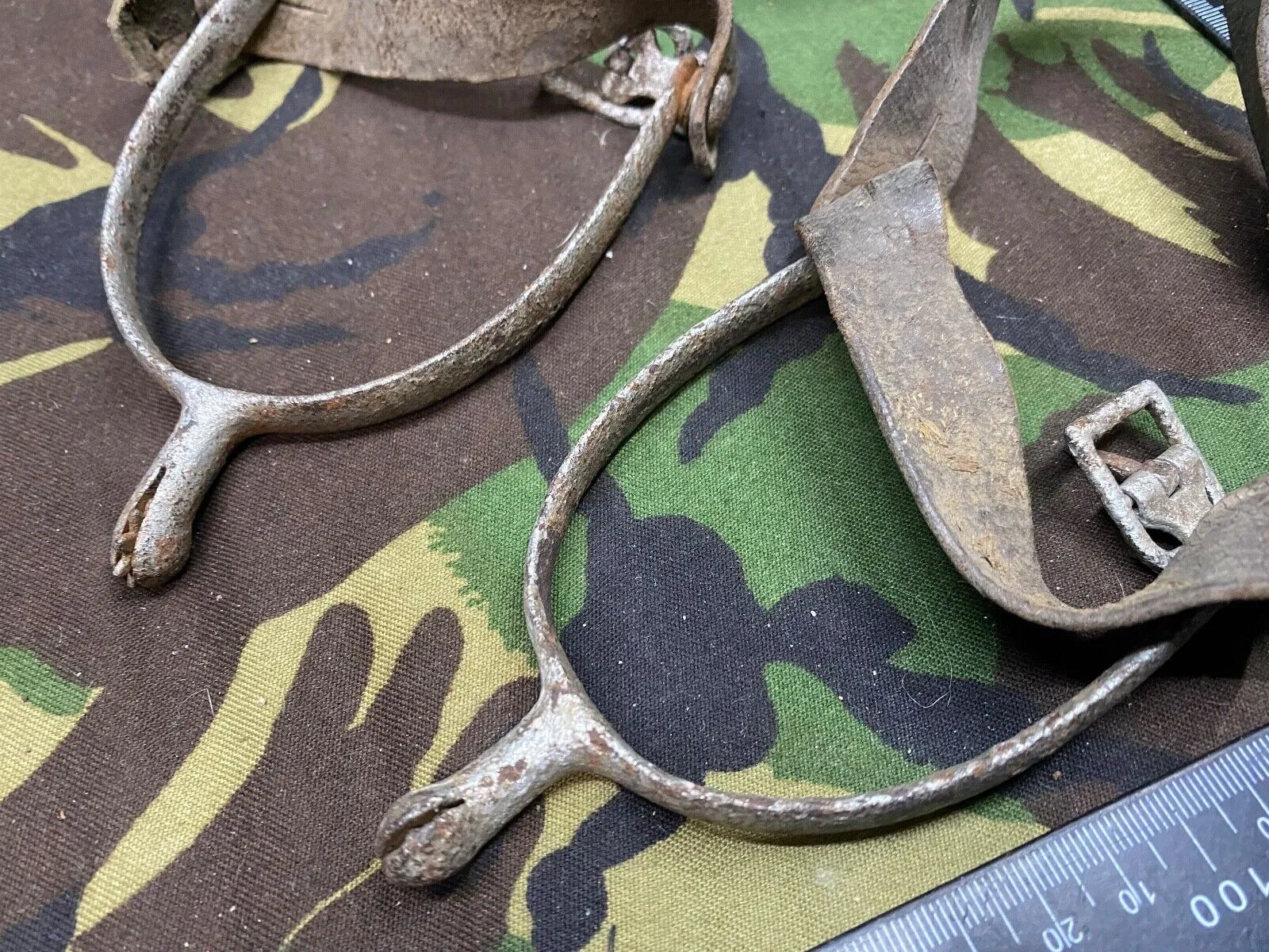 Original British Army Officer's Boot Spurs with Leather Straps