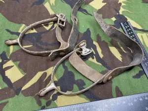 Original British Army Officer's Boot Spurs with Leather Straps