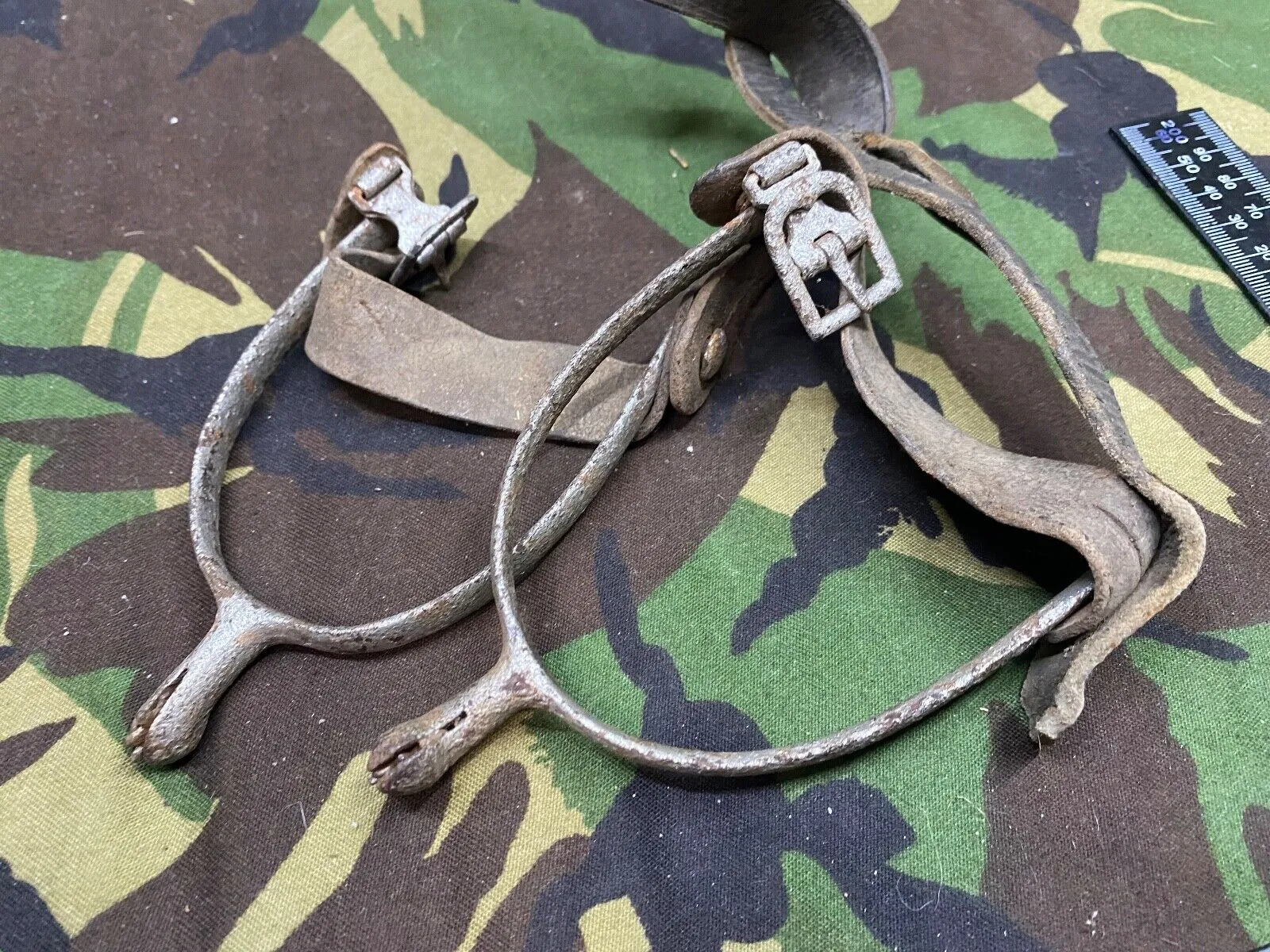 Original British Army Officer's Boot Spurs with Leather Straps