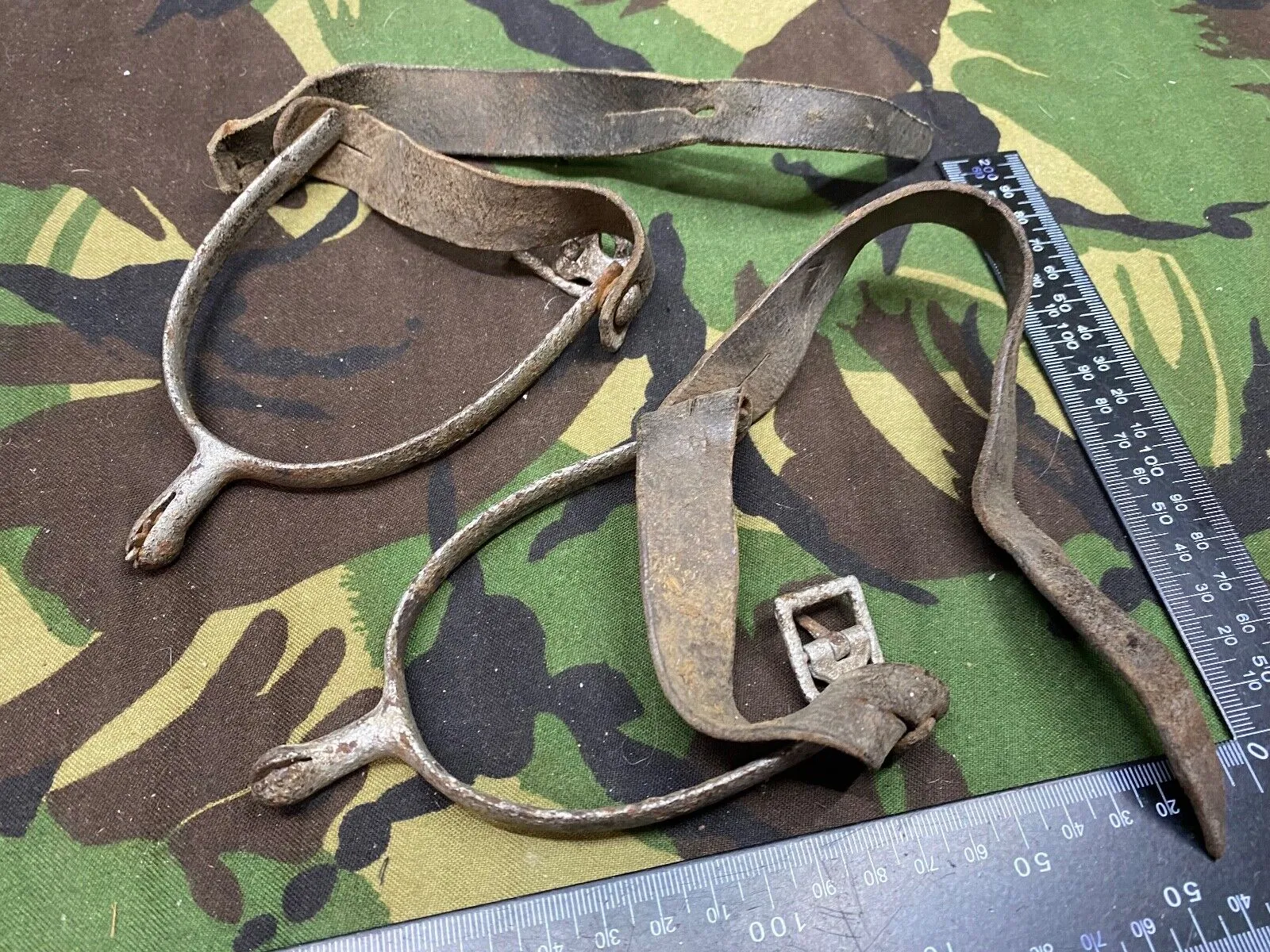 Original British Army Officer's Boot Spurs with Leather Straps