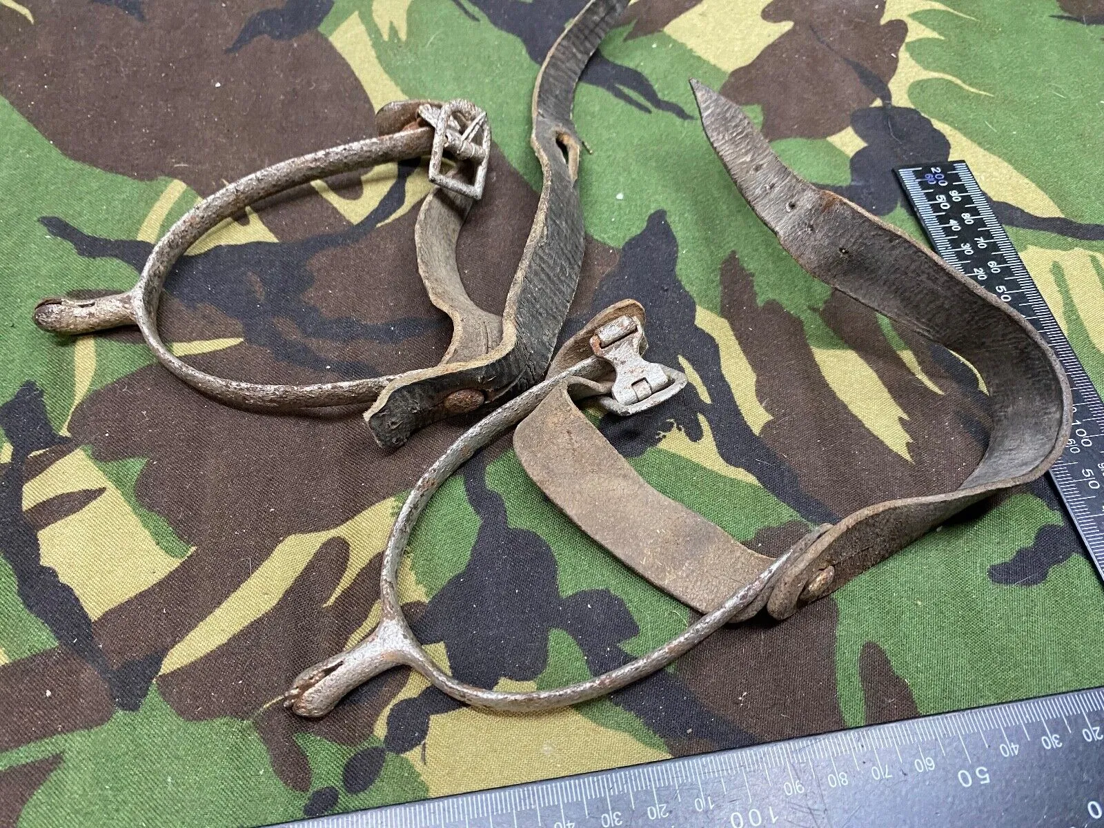 Original British Army Officer's Boot Spurs with Leather Straps