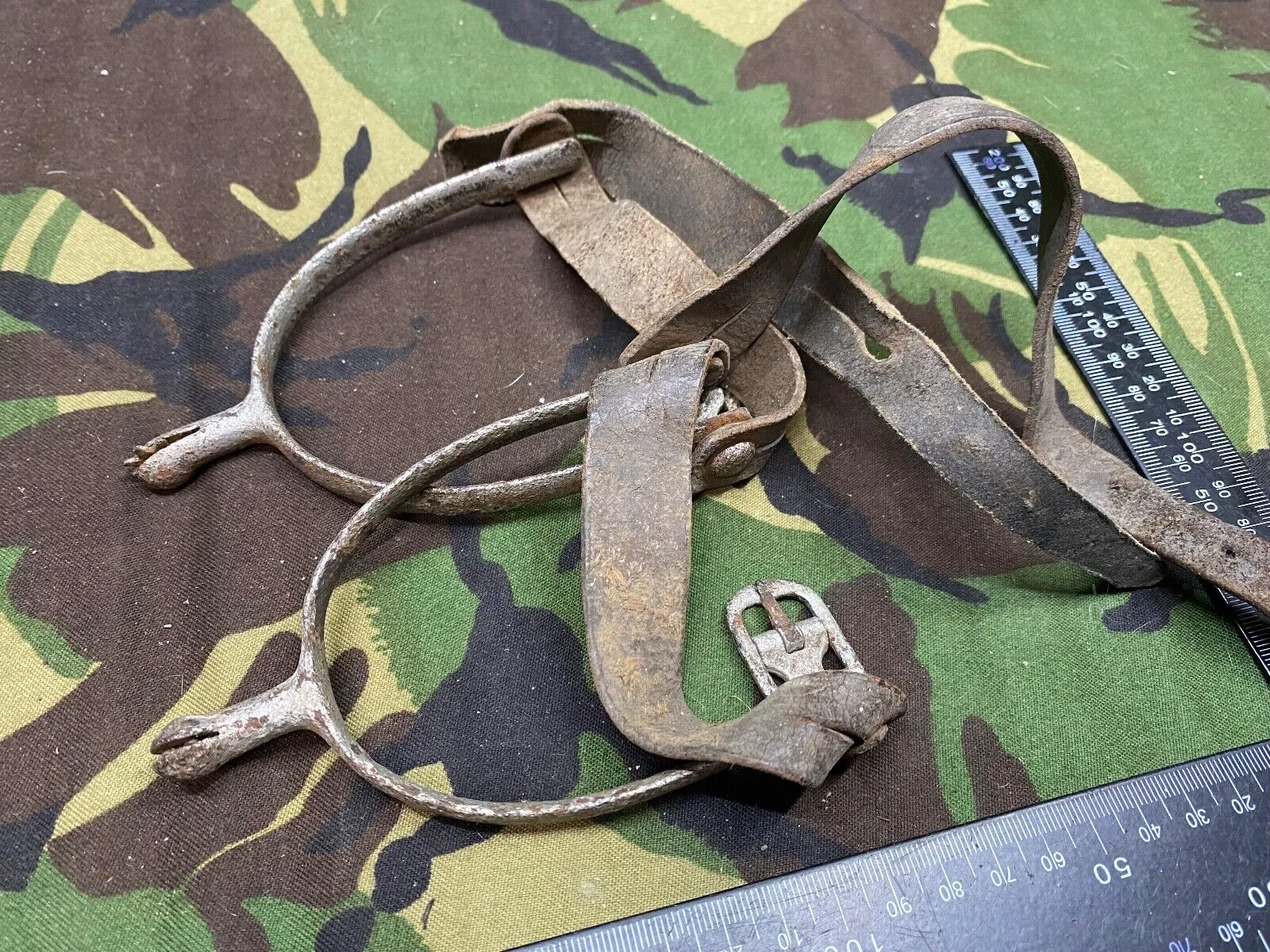 Original British Army Officer's Boot Spurs with Leather Straps