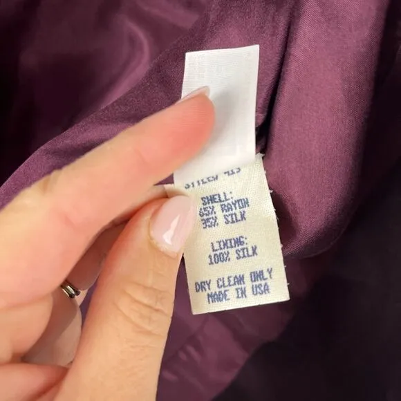 Oscar De La Renta Pink Label Dark Purple Silk Blazer with Rhinestone But…
