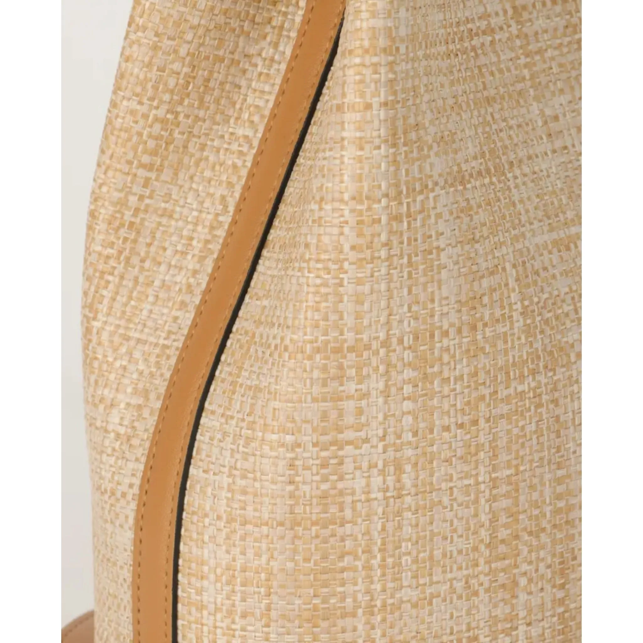 Ozzy Natural Raffia Leather Wood Handbag