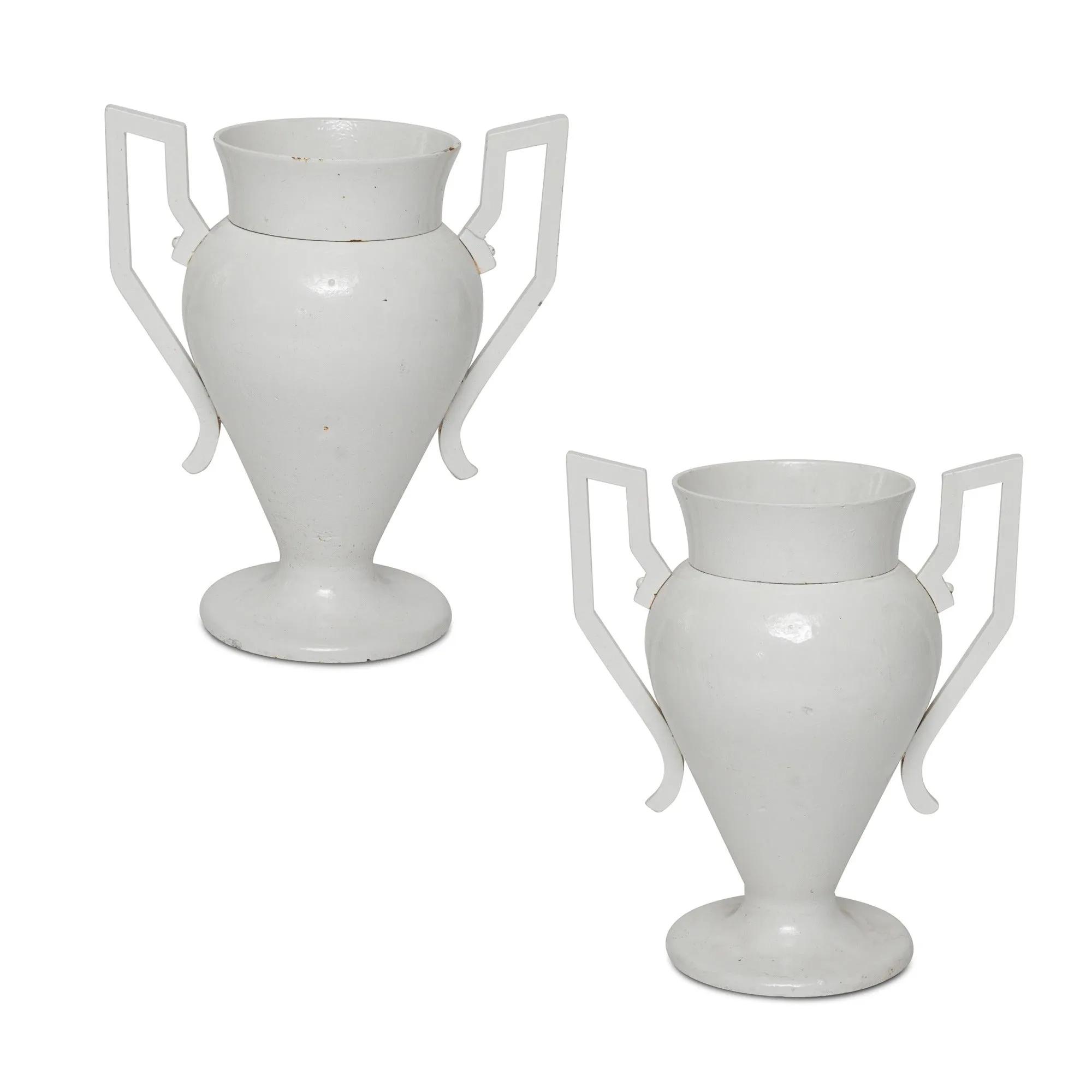Painted Metal Urns with Handles (Pair), 19.5" H