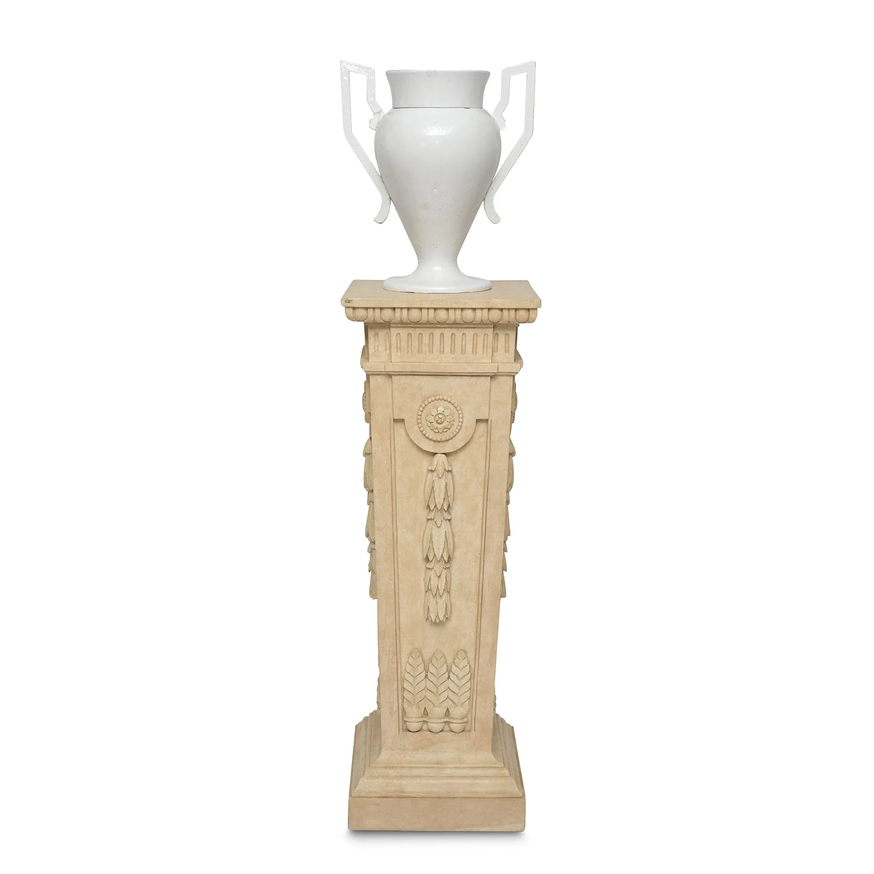 Painted Metal Urns with Handles (Pair), 19.5" H