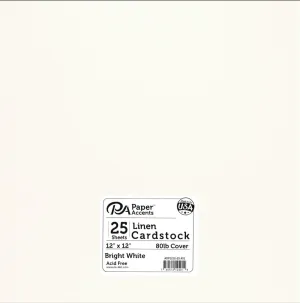 Paper Accents 12x12 80lb Bright White Linen Cardstock {B617}