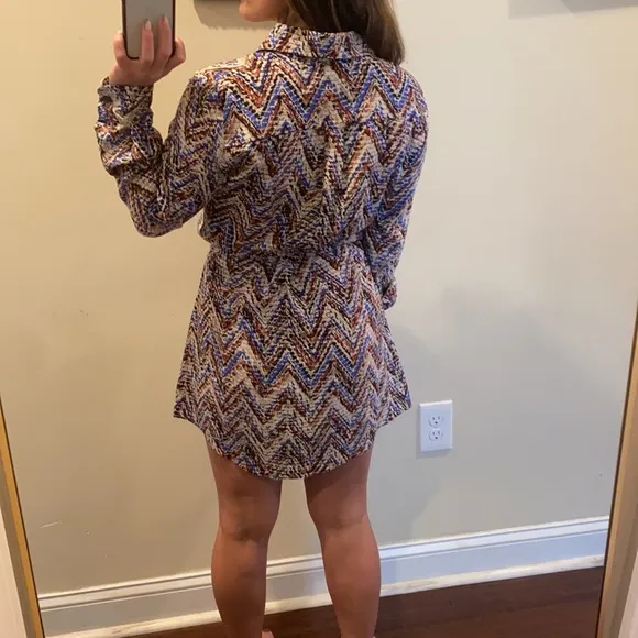 Parker Silk Button Up Mini Shirt Dress Size S