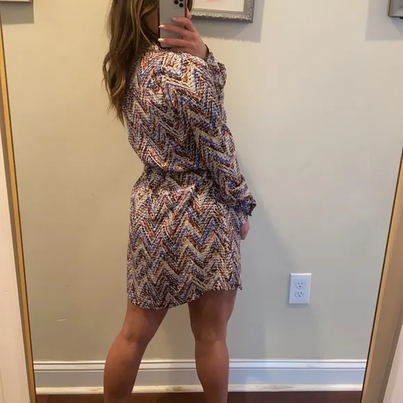 Parker Silk Button Up Mini Shirt Dress Size S