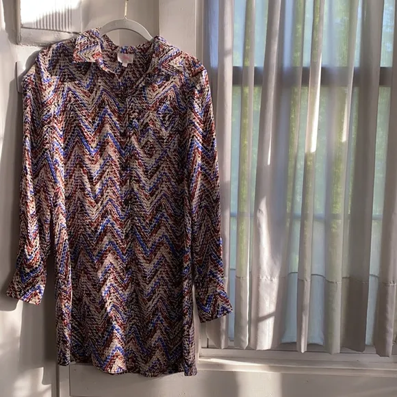 Parker Silk Button Up Mini Shirt Dress Size S