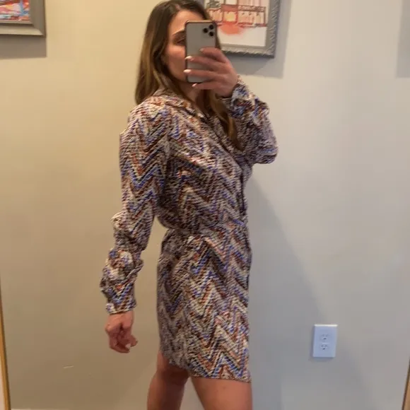 Parker Silk Button Up Mini Shirt Dress Size S