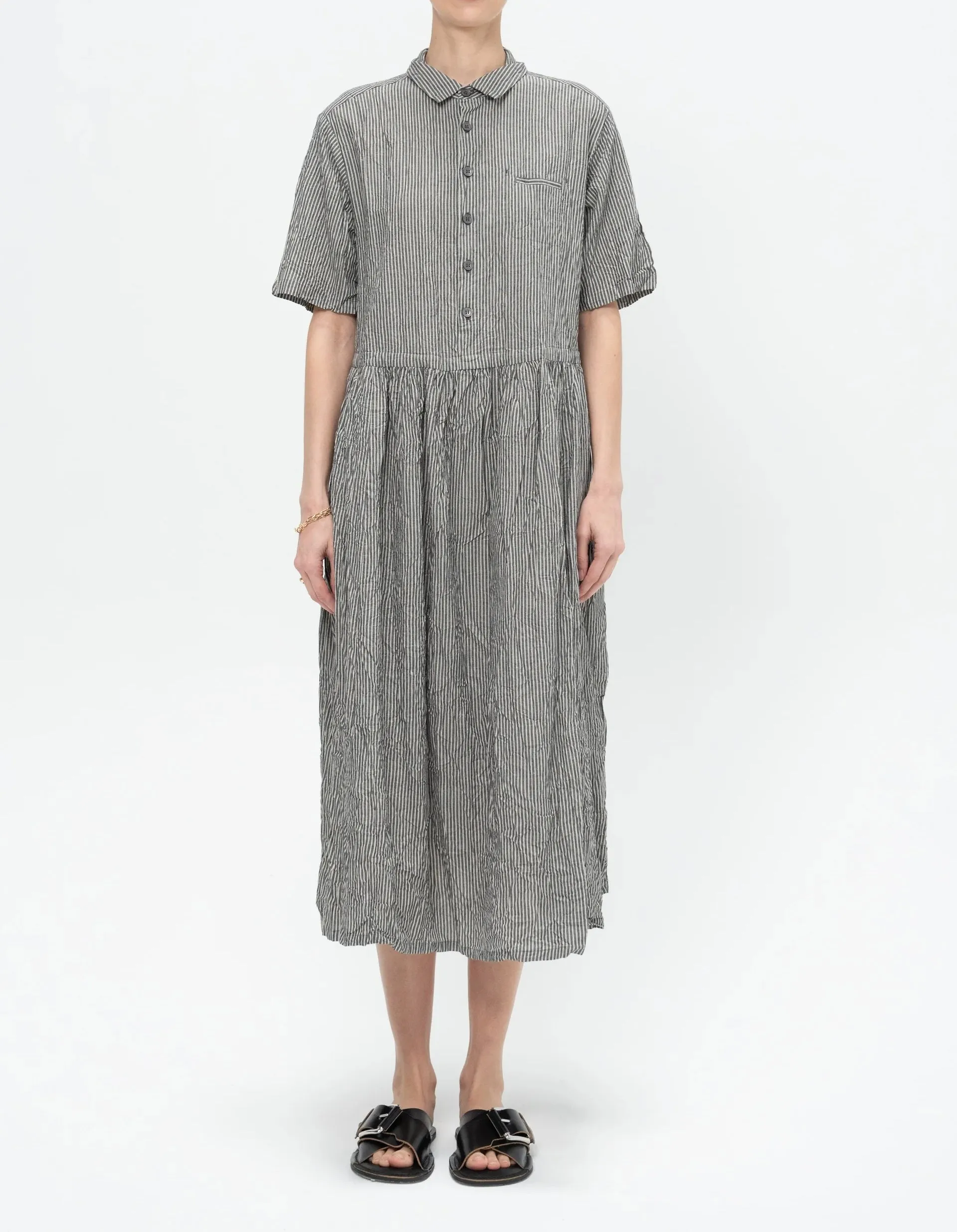 Pas de Calais  ~  Stripe Short Sleeve Dress - Black