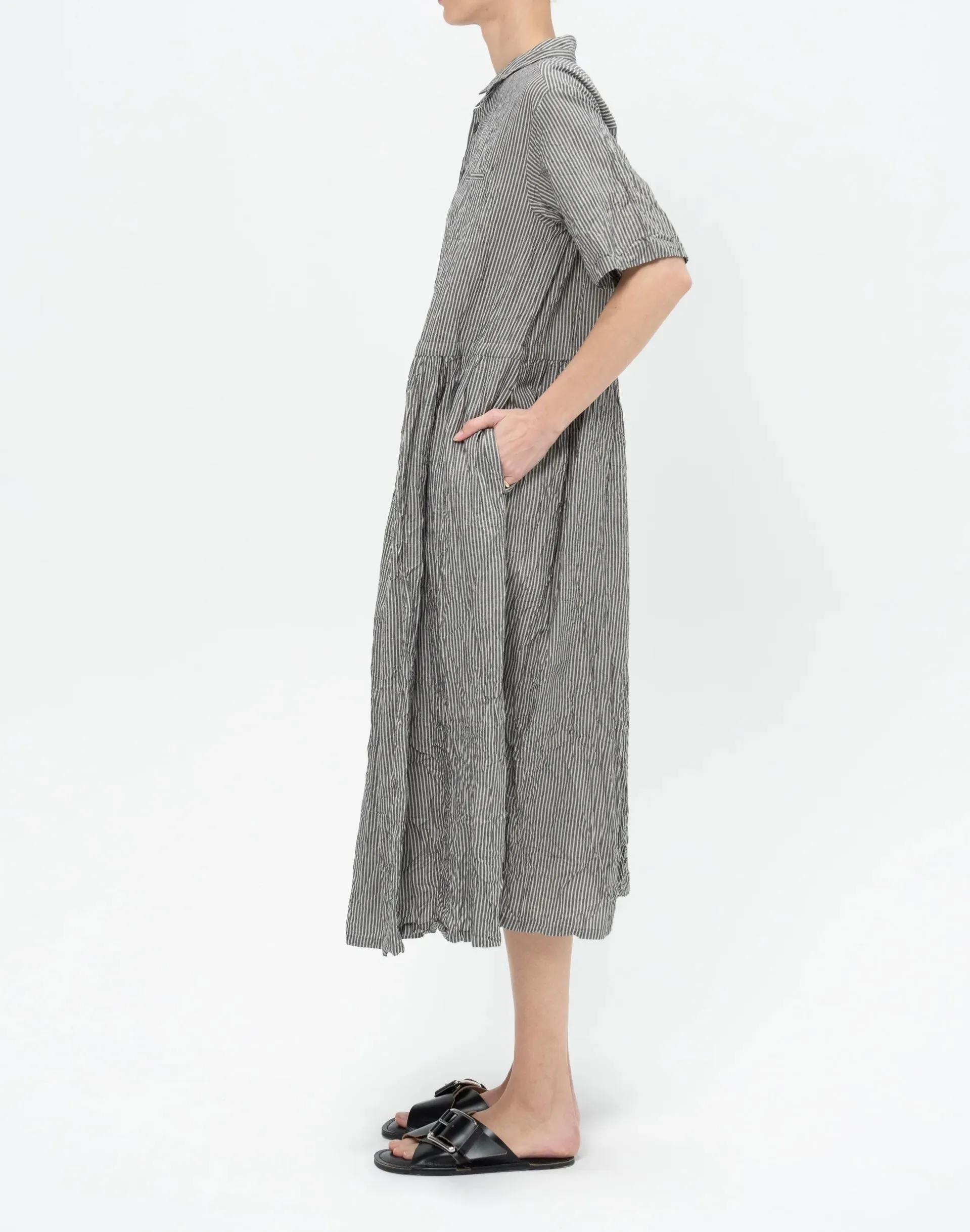 Pas de Calais  ~  Stripe Short Sleeve Dress - Black