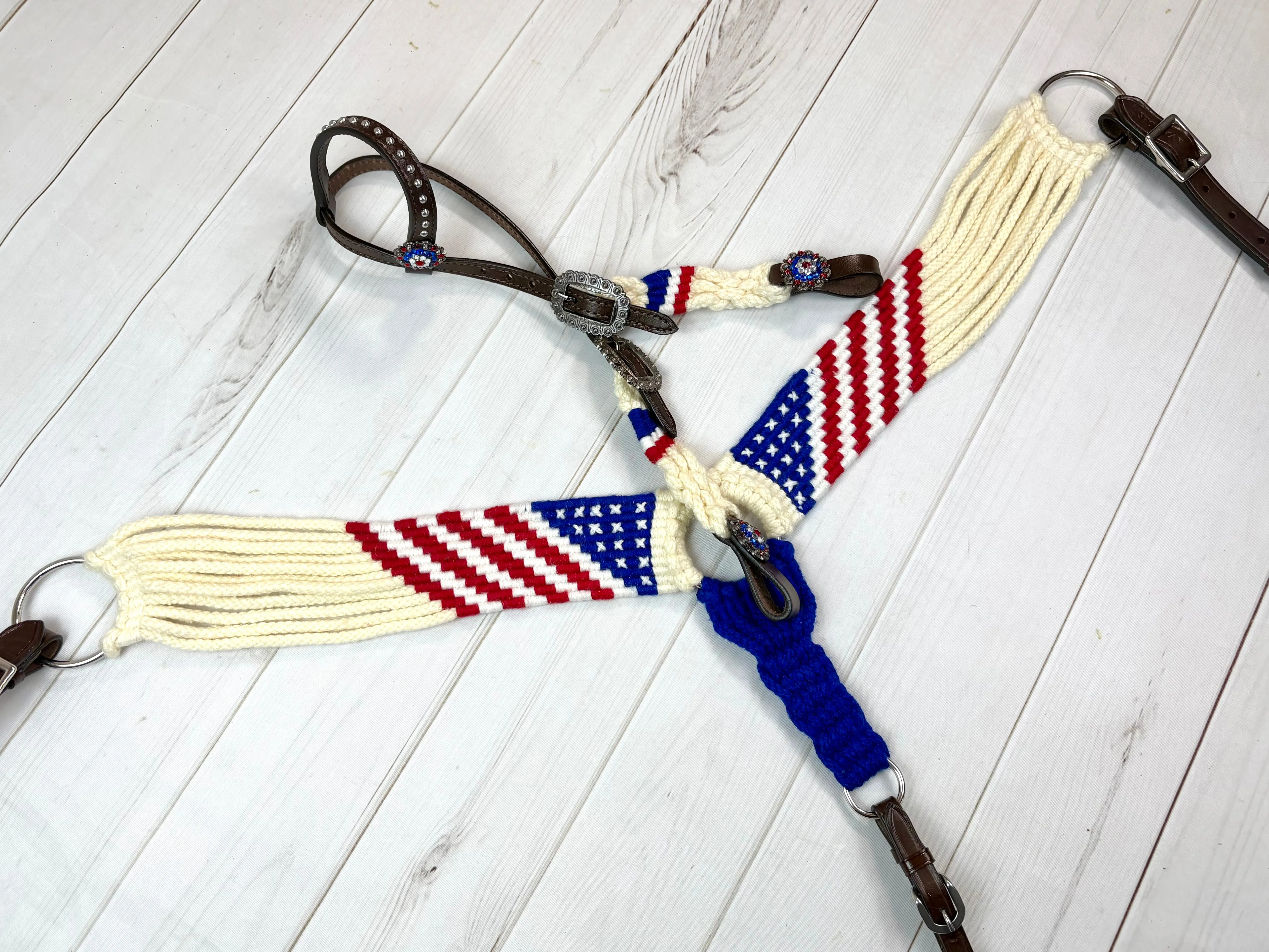 Patriotic American Flag Woven Mohair Tack Set