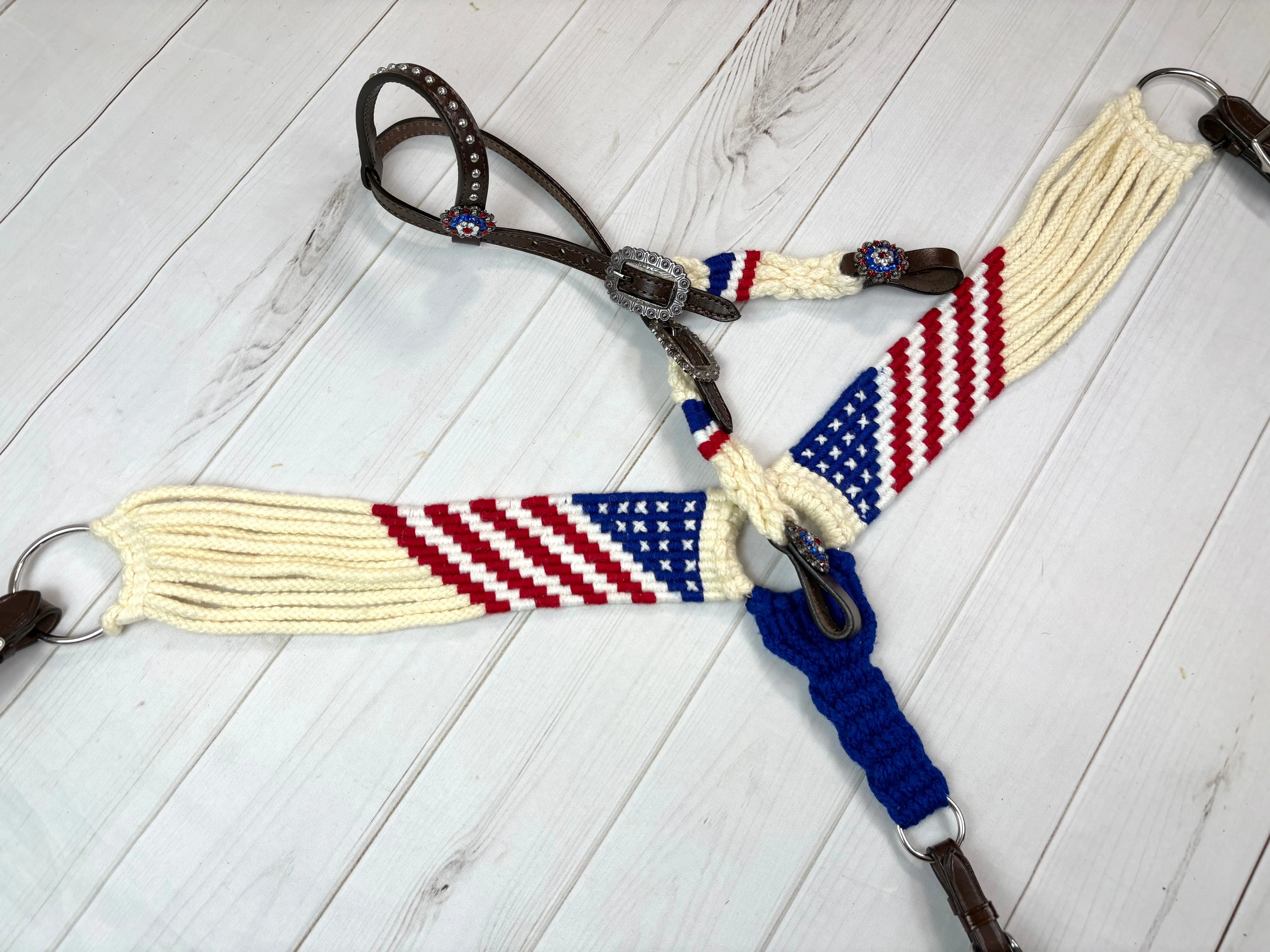 Patriotic American Flag Woven Mohair Tack Set