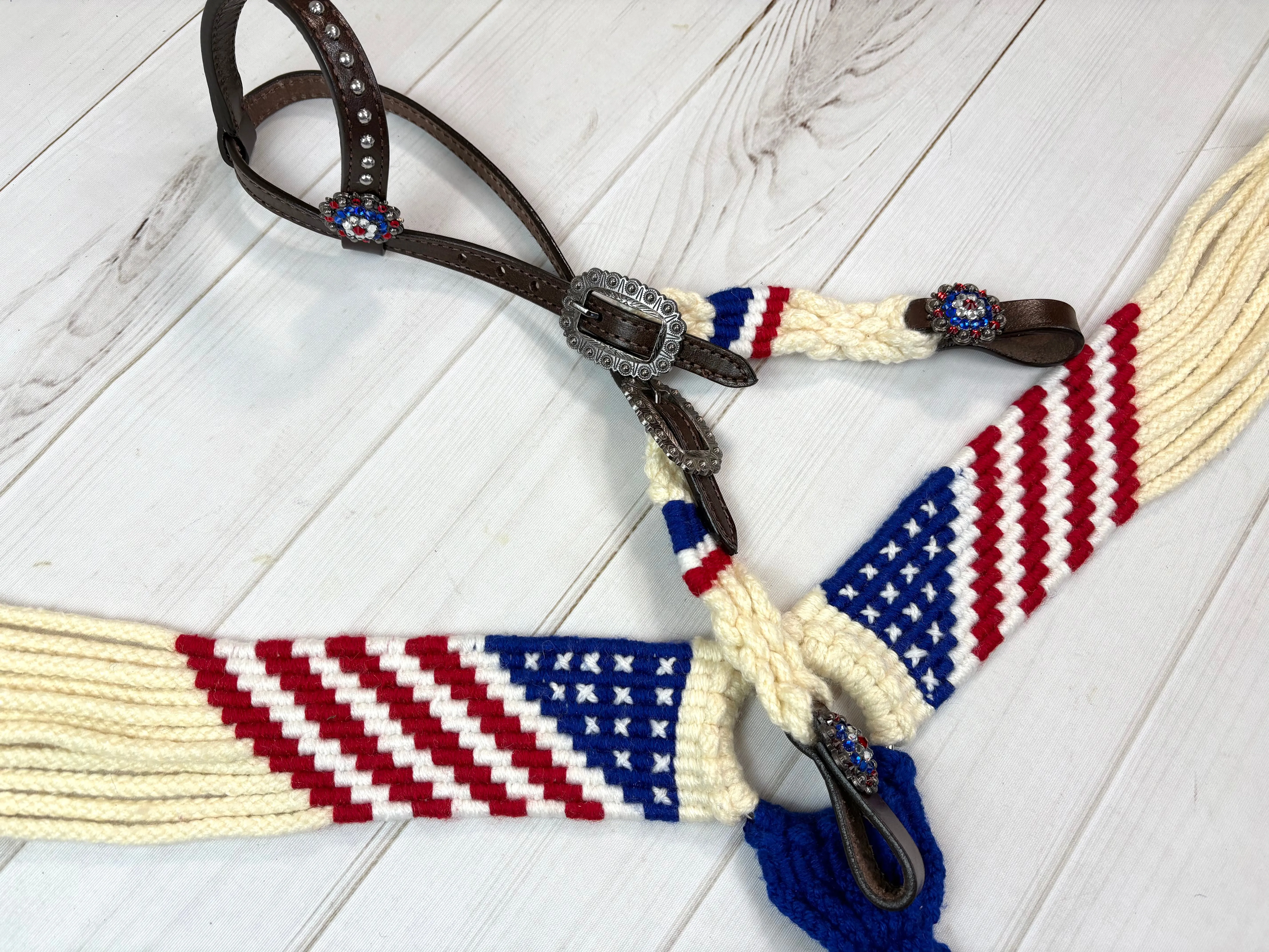 Patriotic American Flag Woven Mohair Tack Set