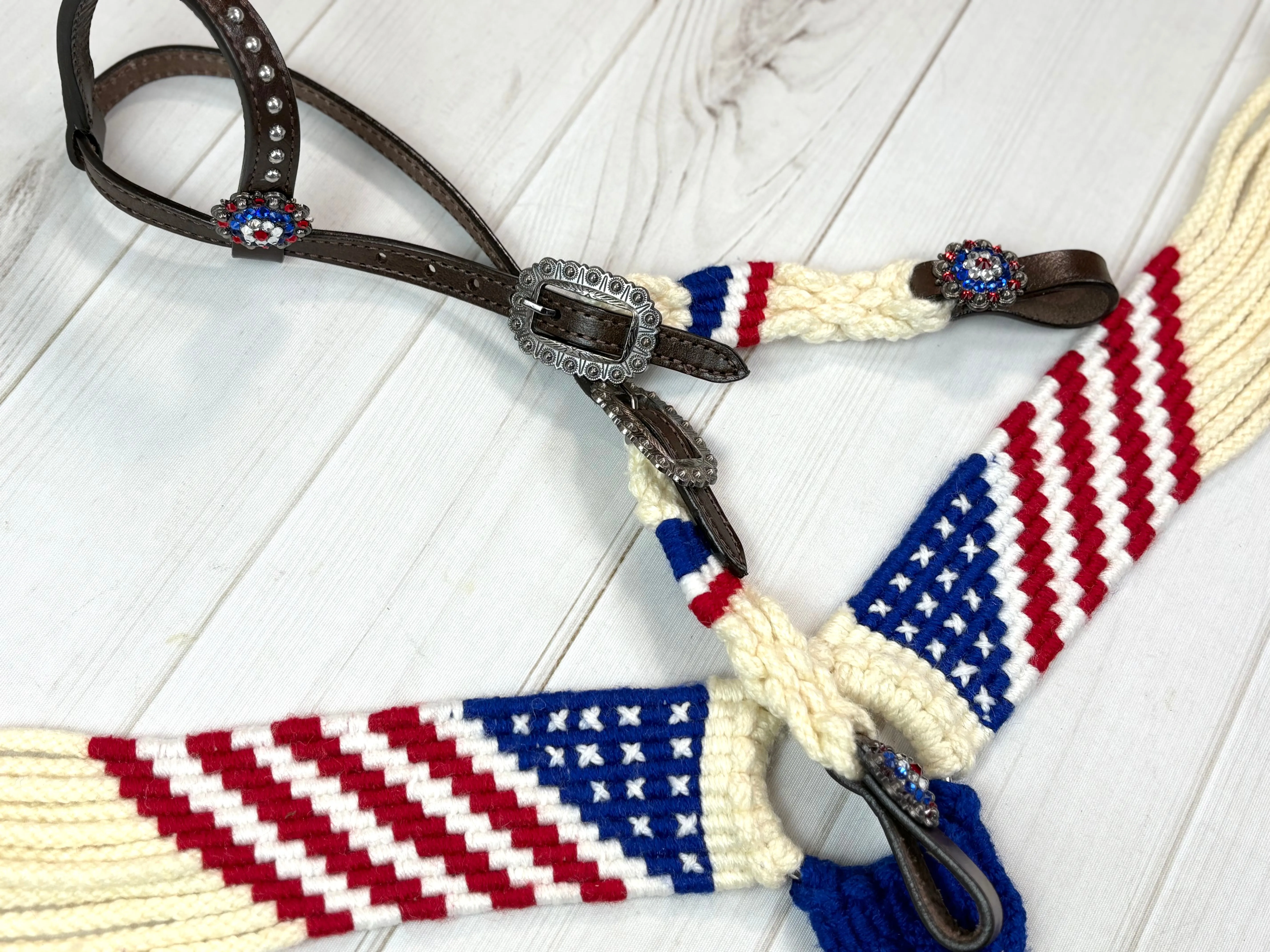 Patriotic American Flag Woven Mohair Tack Set