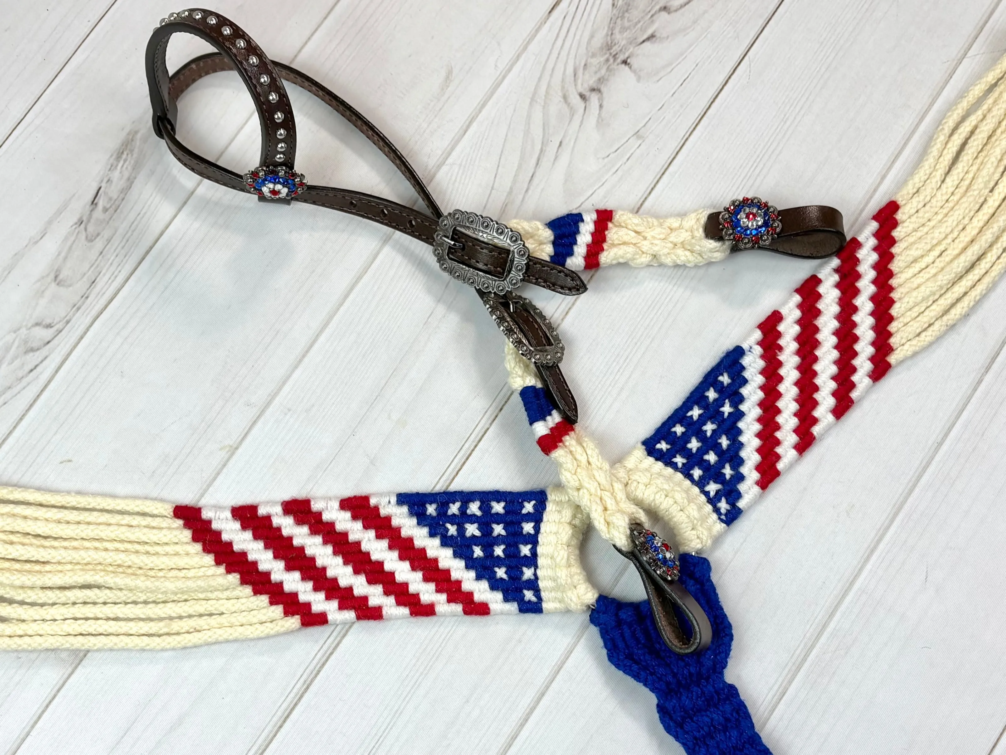 Patriotic American Flag Woven Mohair Tack Set