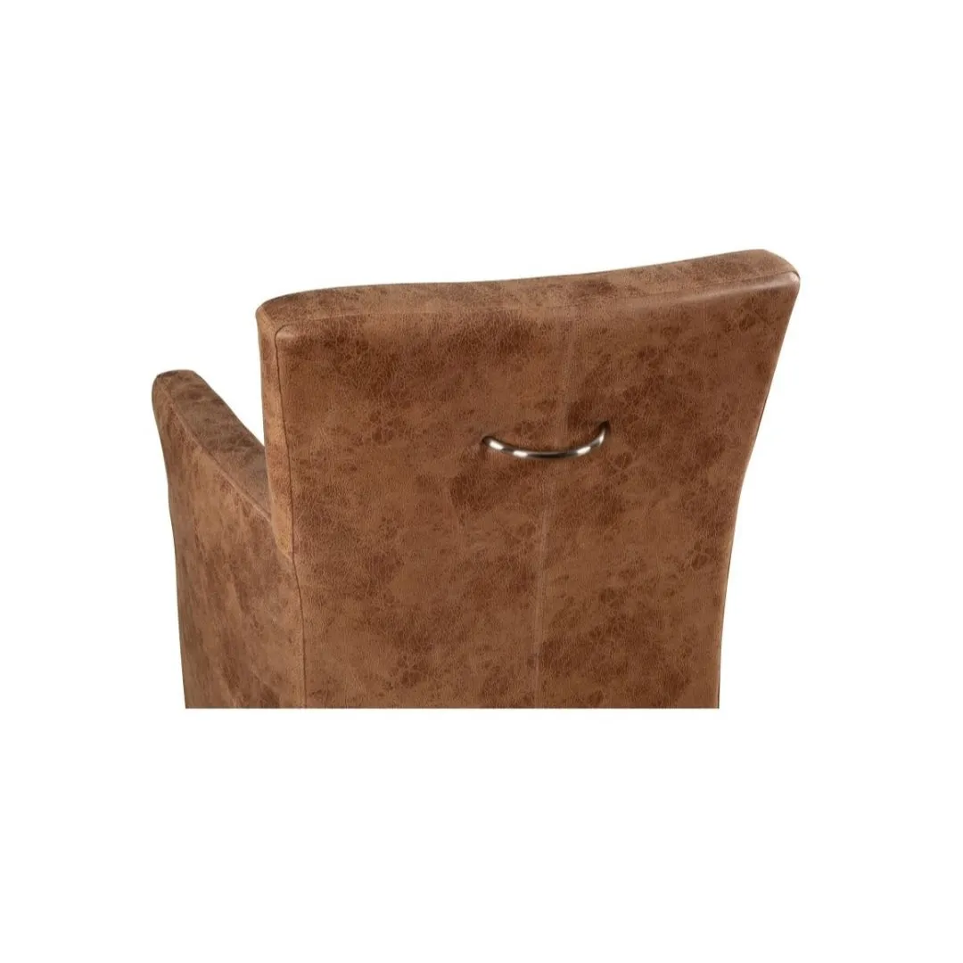 Peabody Rolling Arm Chair, Tan Leather