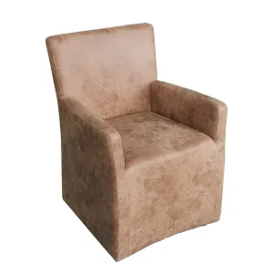 Peabody Rolling Arm Chair, Tan Leather