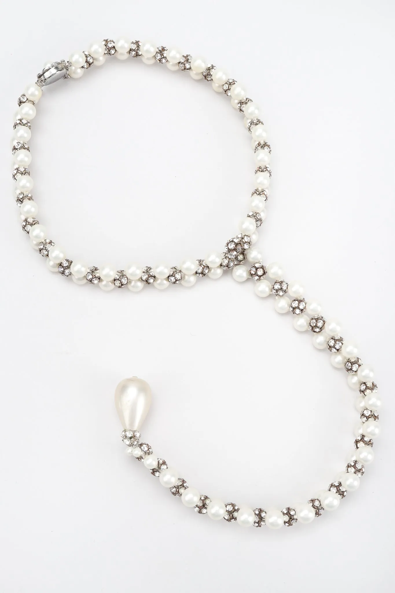 Pearl Rhinestone Drop Choker