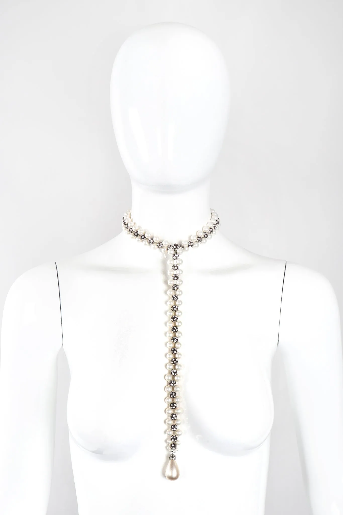 Pearl Rhinestone Drop Choker