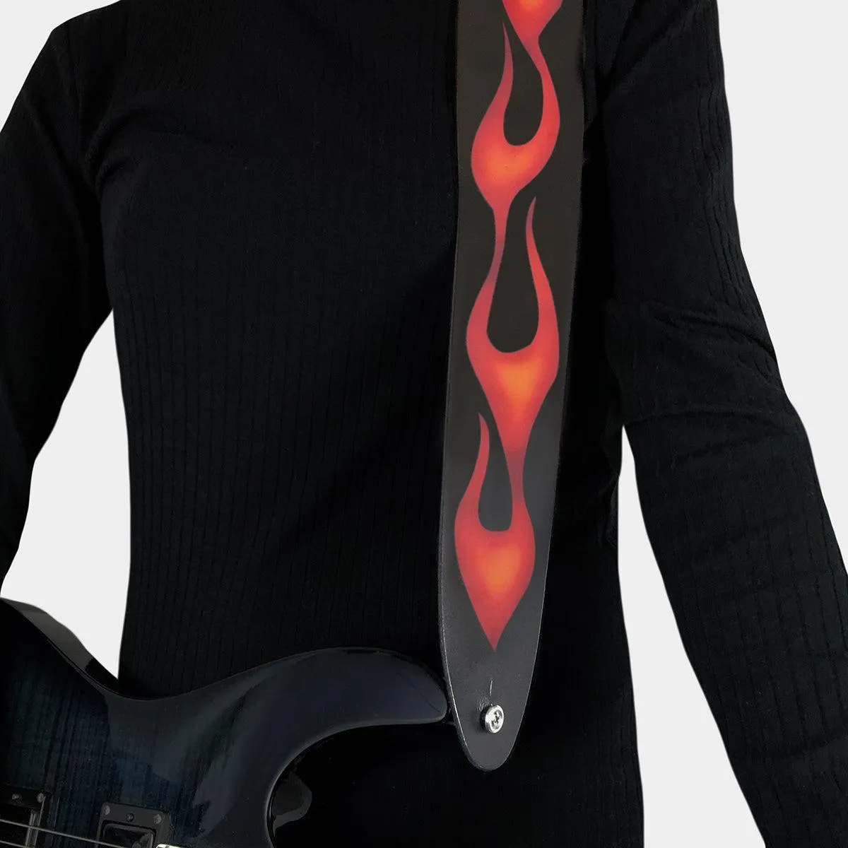 Perri's 2.5" Leather Guitar Strap ~ Graphic Flames
