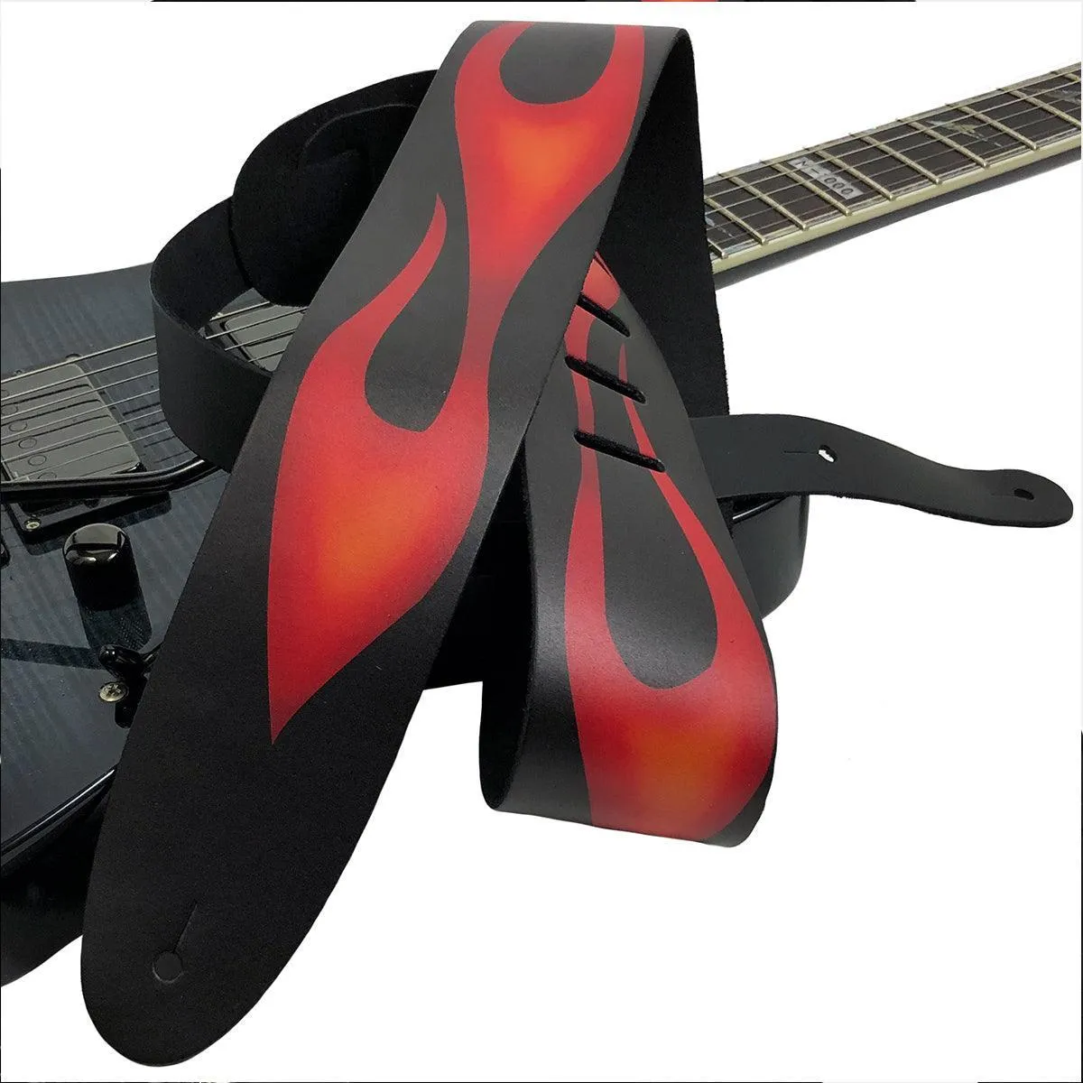 Perri's 2.5" Leather Guitar Strap ~ Graphic Flames