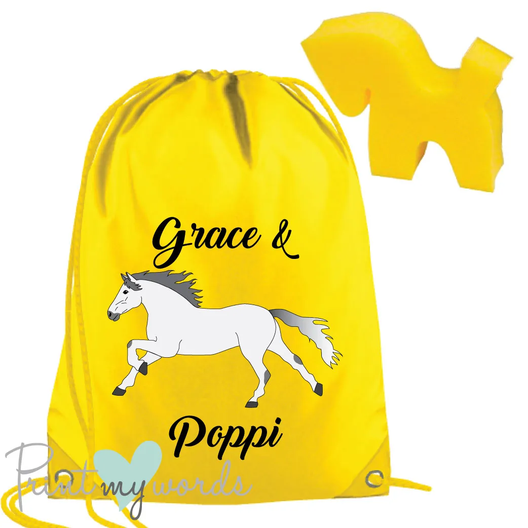 Personalised Equestrian Drawstring Wash Bag - Elegant Design