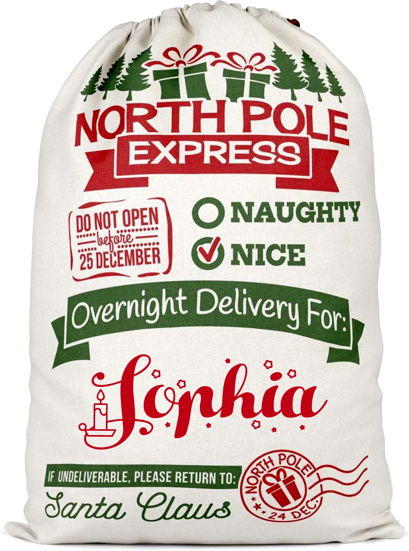 Personalised North Pole Express Christmas Sack