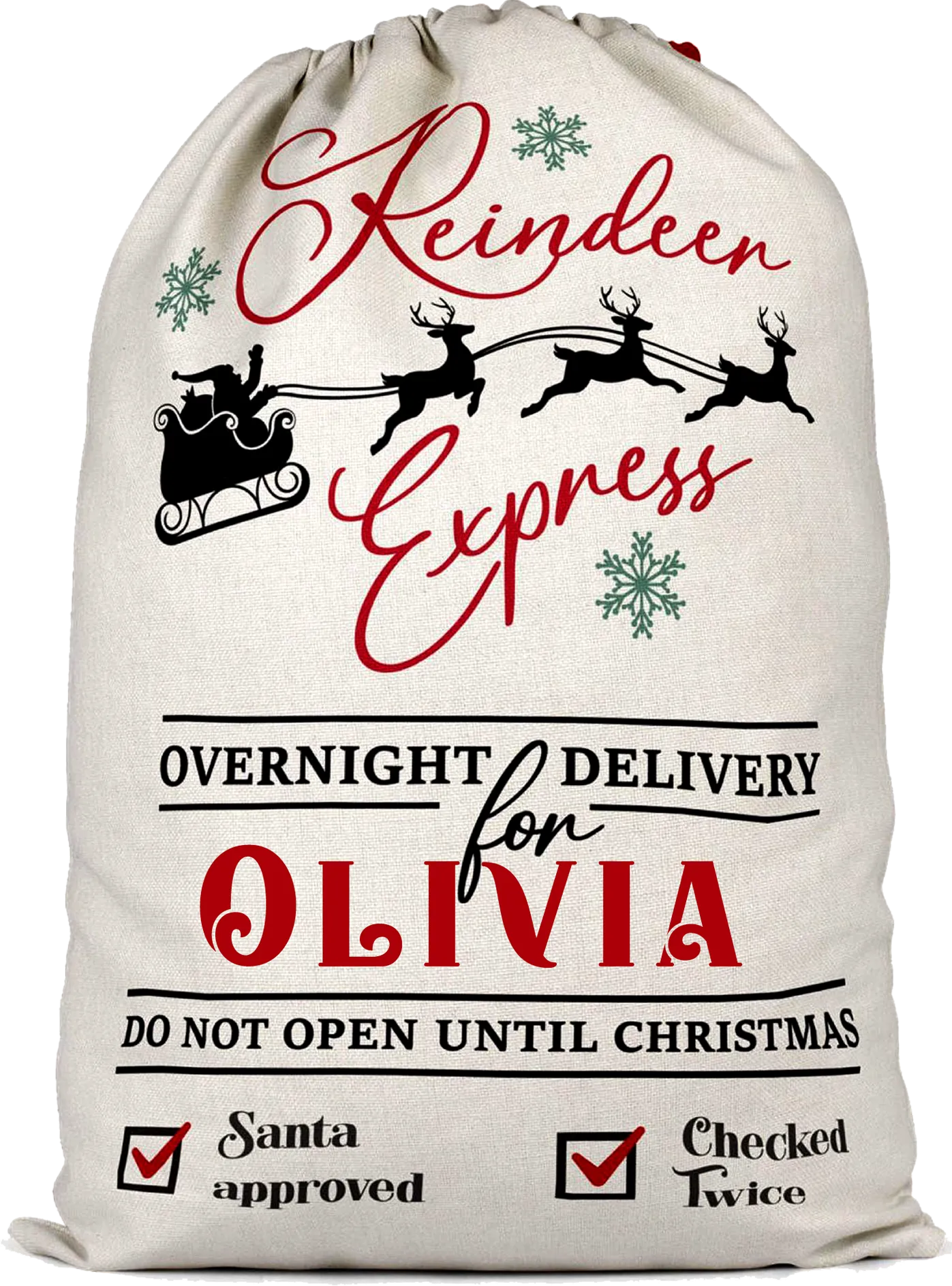 Personalised Reindeer Christmas Sack