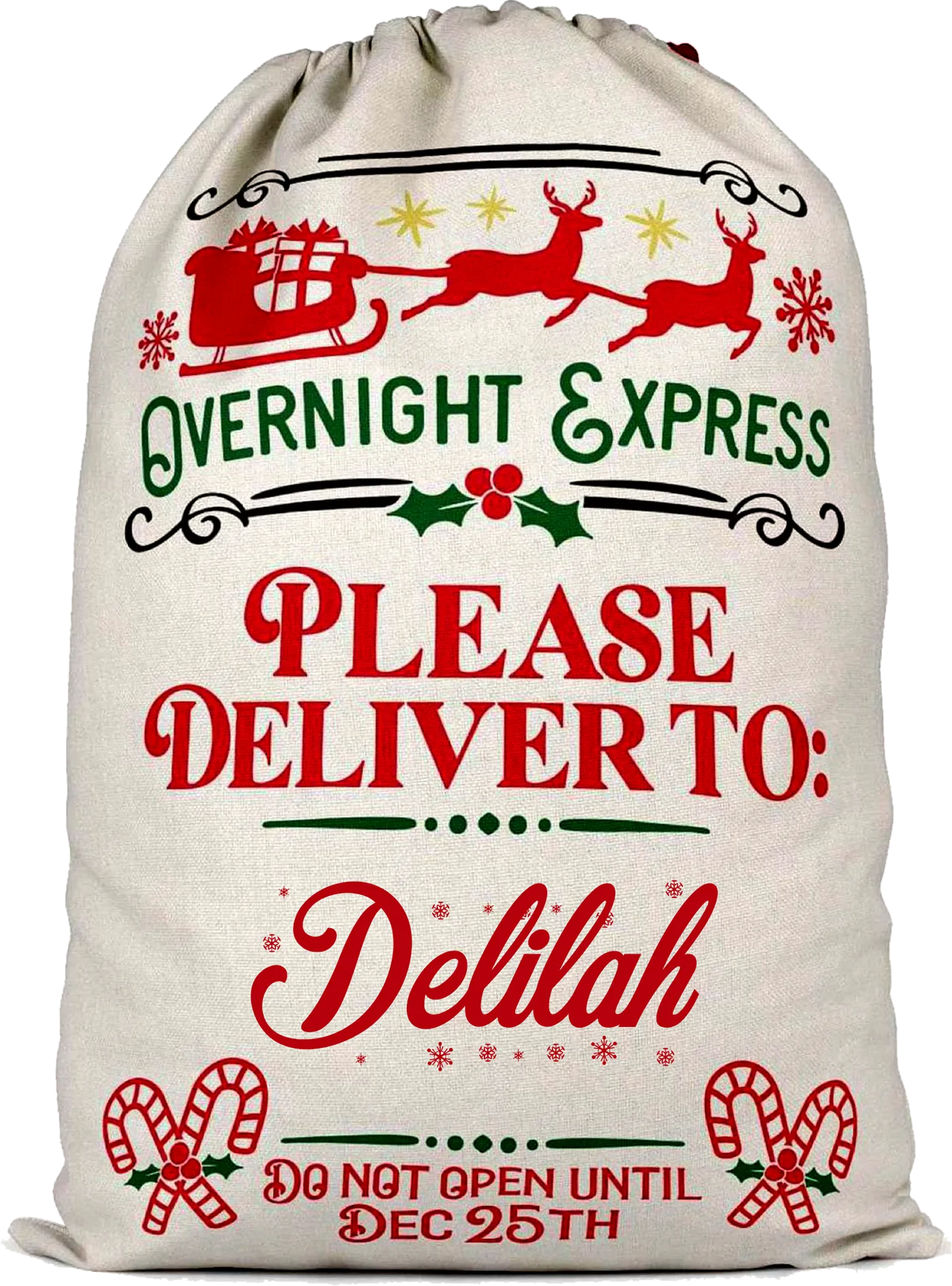 Personalised Santa Sleigh Overnight Express Christmas Sack