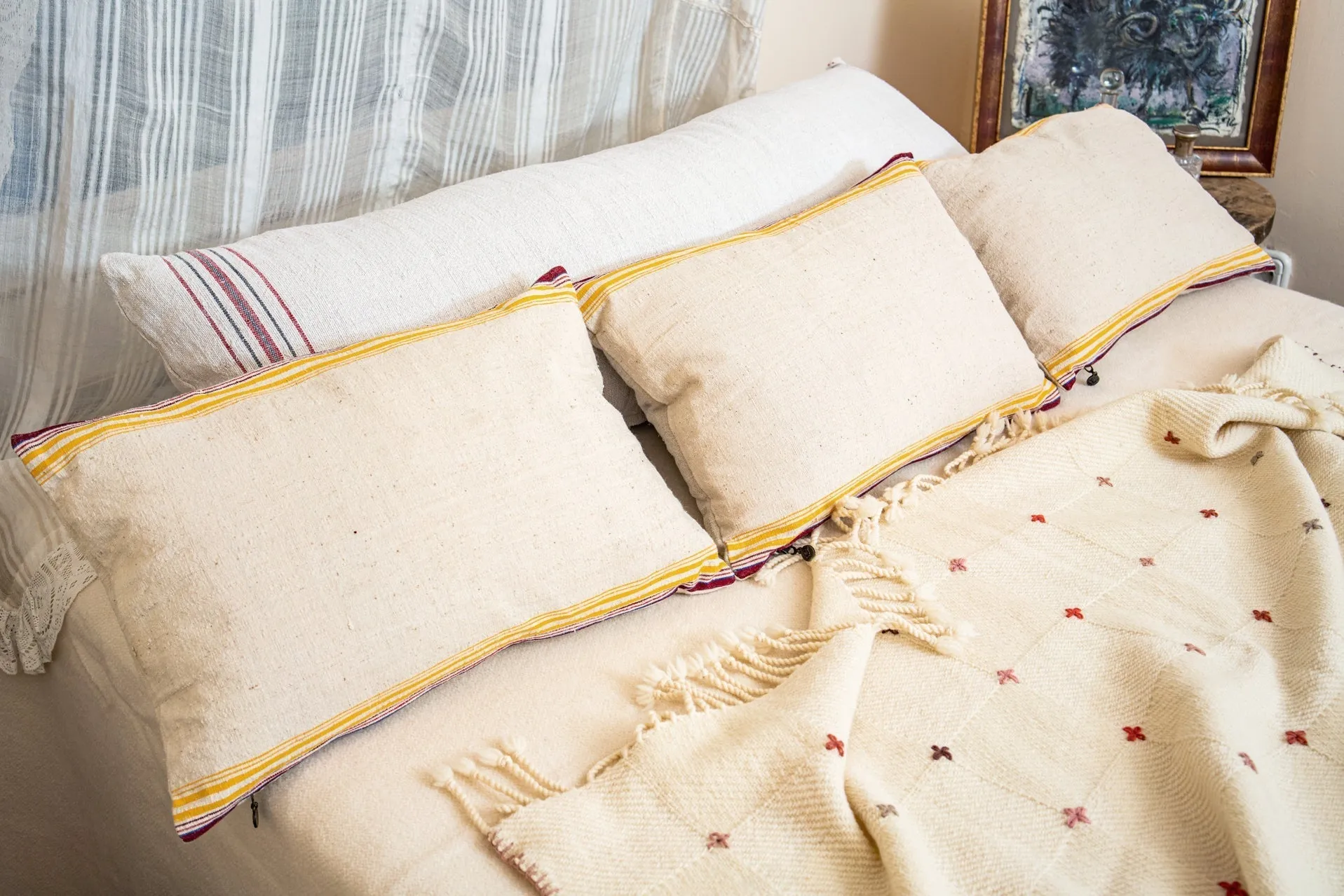 Pillow: Antique handwoven decorative pillow - P393