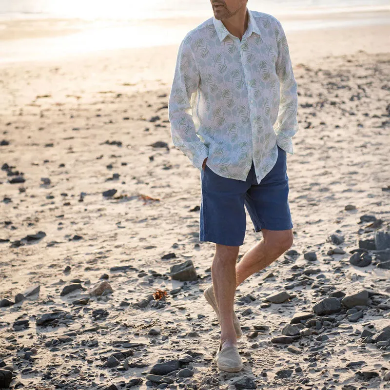 PINK HOUSE MUSTIQUE 100% Linen Casual Shorts  in Mid Blue