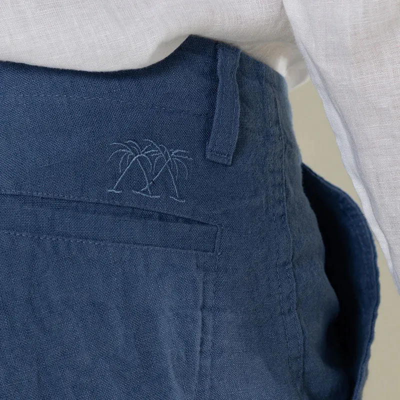 PINK HOUSE MUSTIQUE 100% Linen Casual Shorts  in Mid Blue