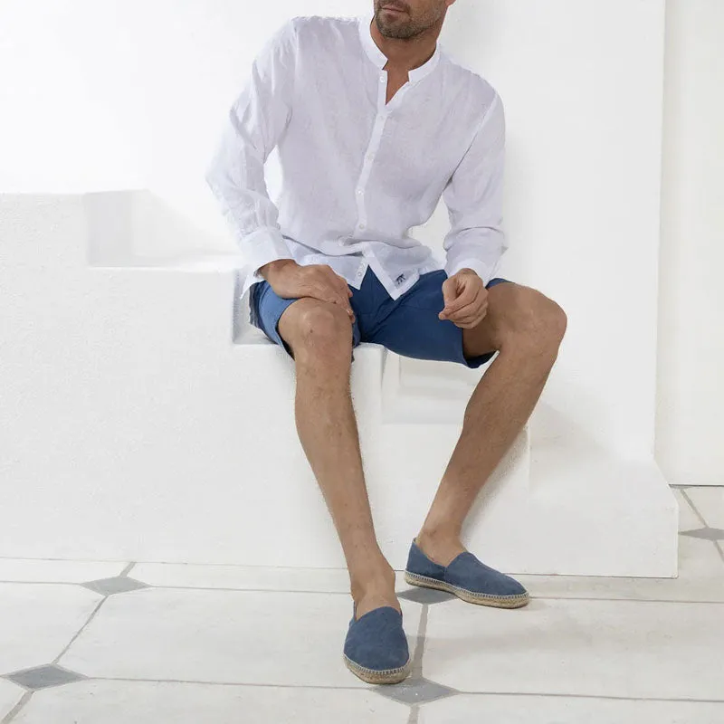 PINK HOUSE MUSTIQUE 100% Linen Casual Shorts  in Mid Blue