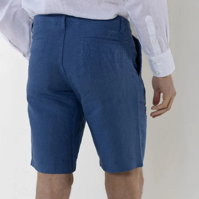 PINK HOUSE MUSTIQUE 100% Linen Casual Shorts  in Mid Blue