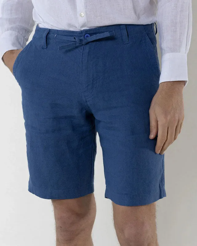 PINK HOUSE MUSTIQUE 100% Linen Casual Shorts  in Mid Blue